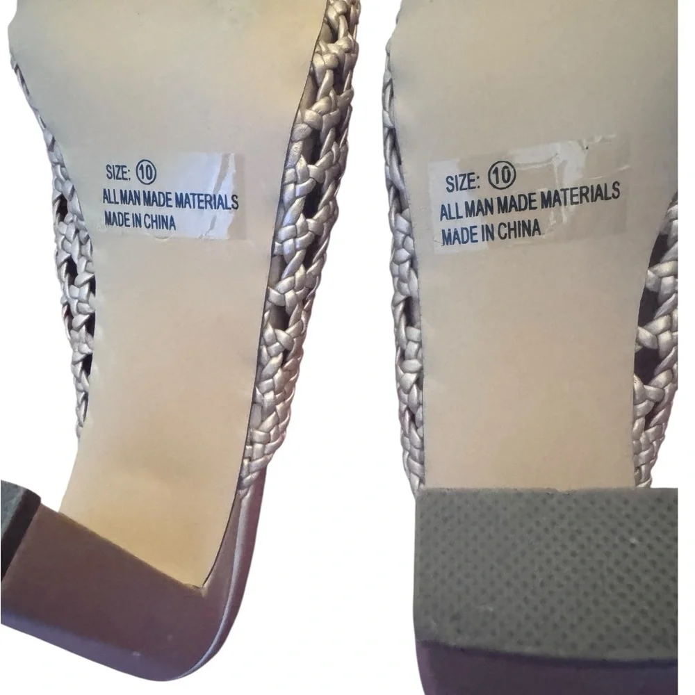 Lulus Woven Block Heel Sandals – Beige Neutral, Worn Once